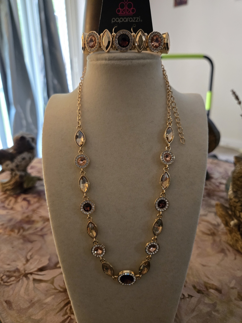 Paparazzi Gold-Tone Pink & Purple Stone Necklace